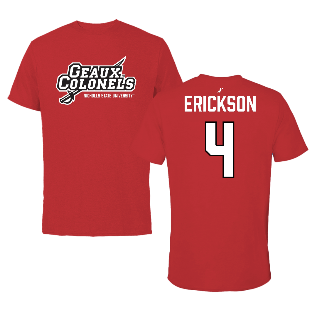 Nicholls State University Beach Volleyball Red General Tee - #4 Raegan Erickson