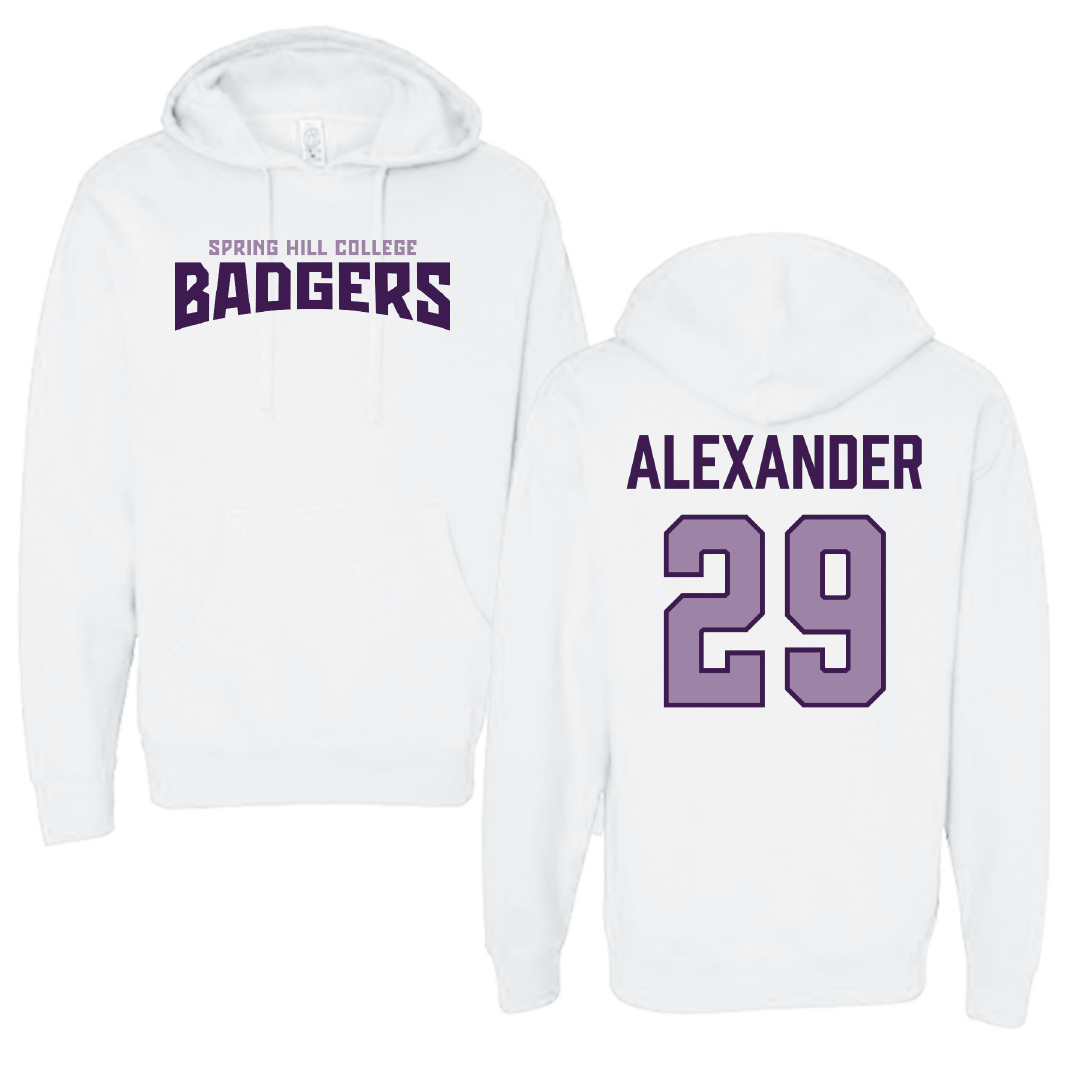 Spring Hill College Soccer (M) White Classic Hoodie - #29 Hudson Alexander