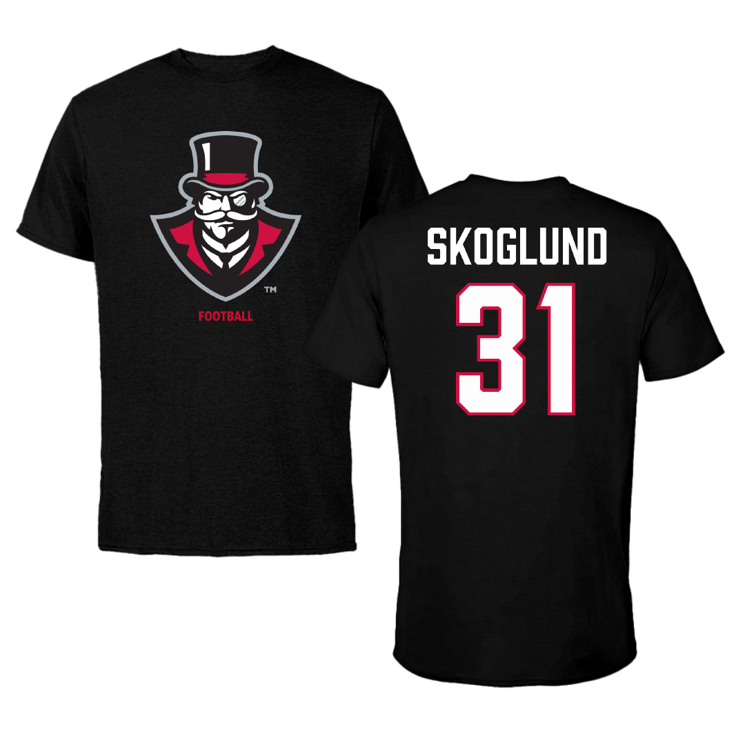 Austin Peay State University Football Black Performance Tee - #31 Austin Skoglund