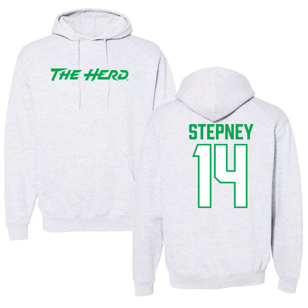 Marshall University Football Light Gray Hoodie - #14 Dejavion Stepney
