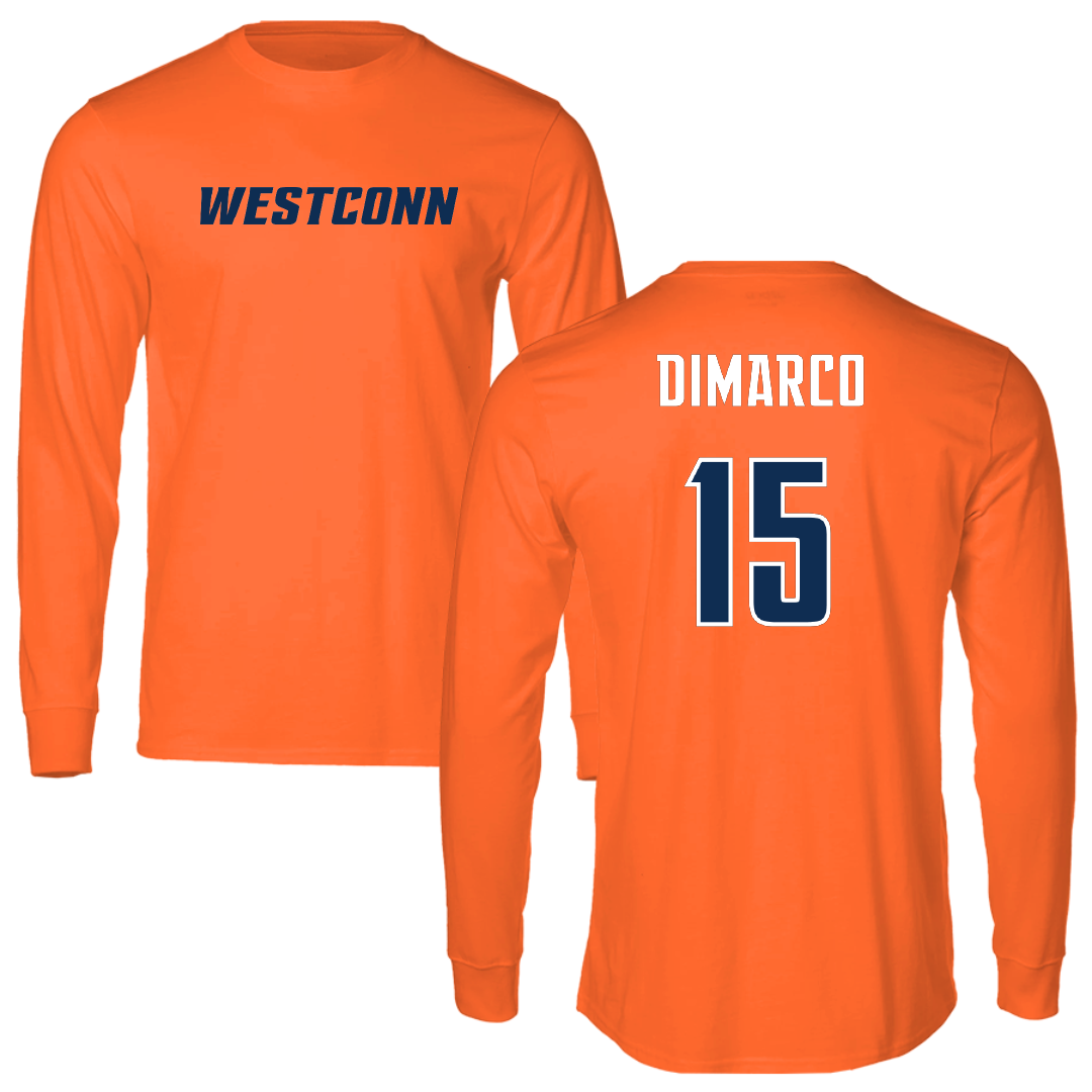 Western Connecticut State University Football Orange Performance Long Sleeve - #15 Nick DiMarco