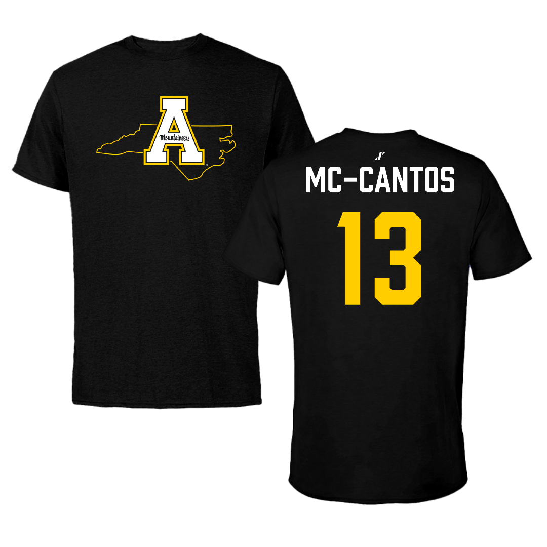 Appalachian State University Football Black State Tee - #13 Elijah Mc-Cantos