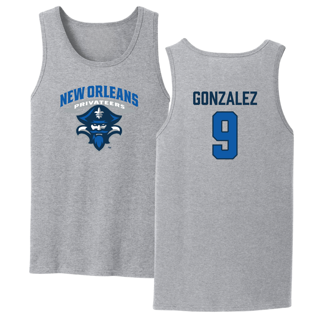 University of New Orleans Baseball Sport Gray Tank Top - #9 Matt Gonzalez