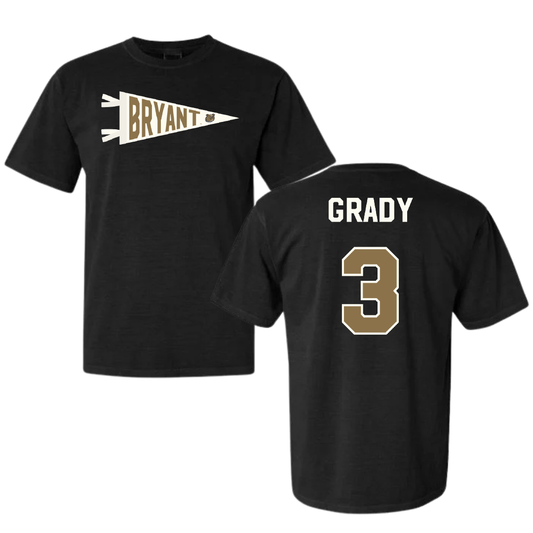Bryant University Baseball Black Pennant Comfort Colors Tee - #3 Shea Grady