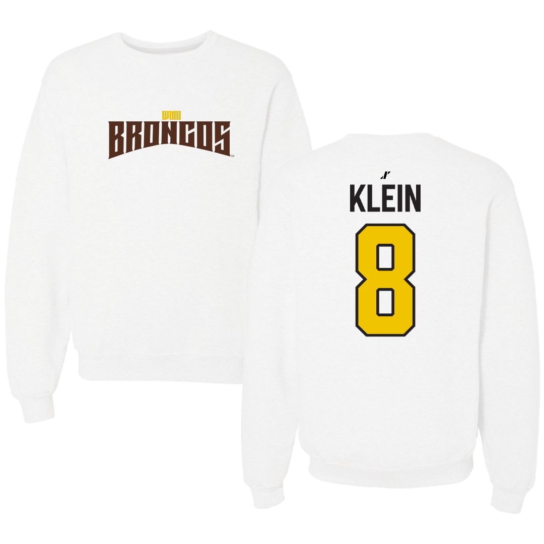 Western Michigan University Soccer White Classic Crewneck - #8 Jordan Klein