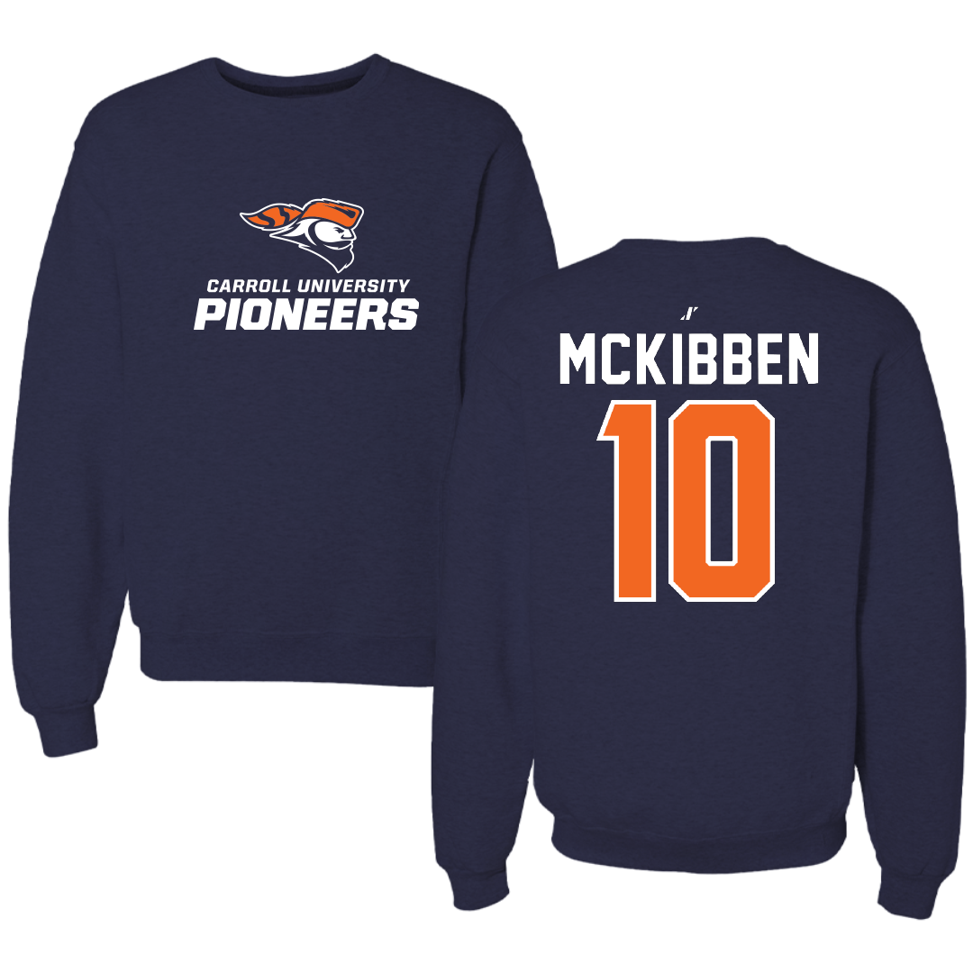 Carroll University Football Navy Crewneck - #10 Connor Mckibben