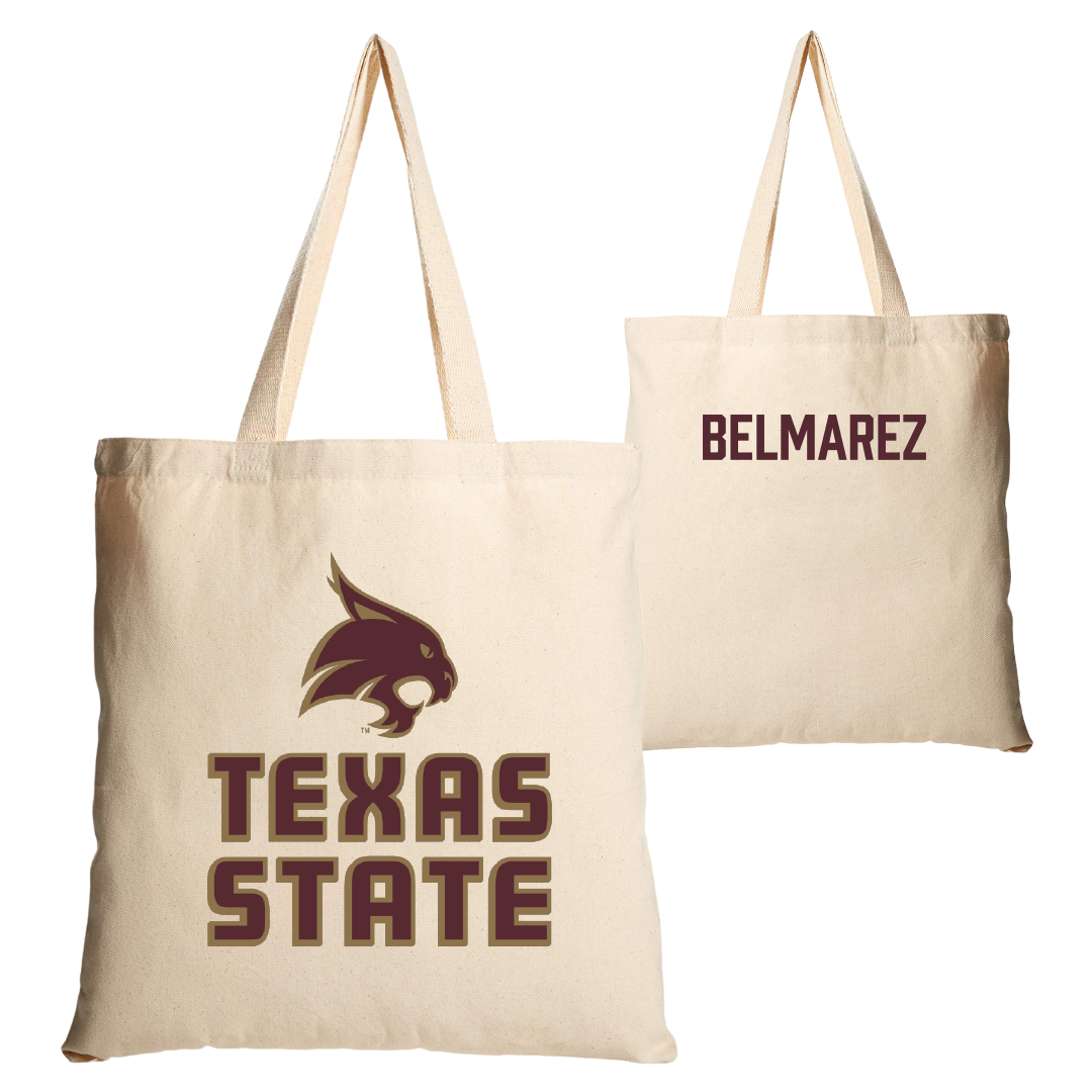 Texas State University Cheer Tan Canvas Tote Bag - Emmerson Belmarez