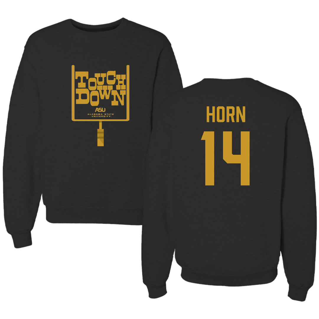 Alabama State University Football Black Touchdown Crewneck - #14 Eric Horn