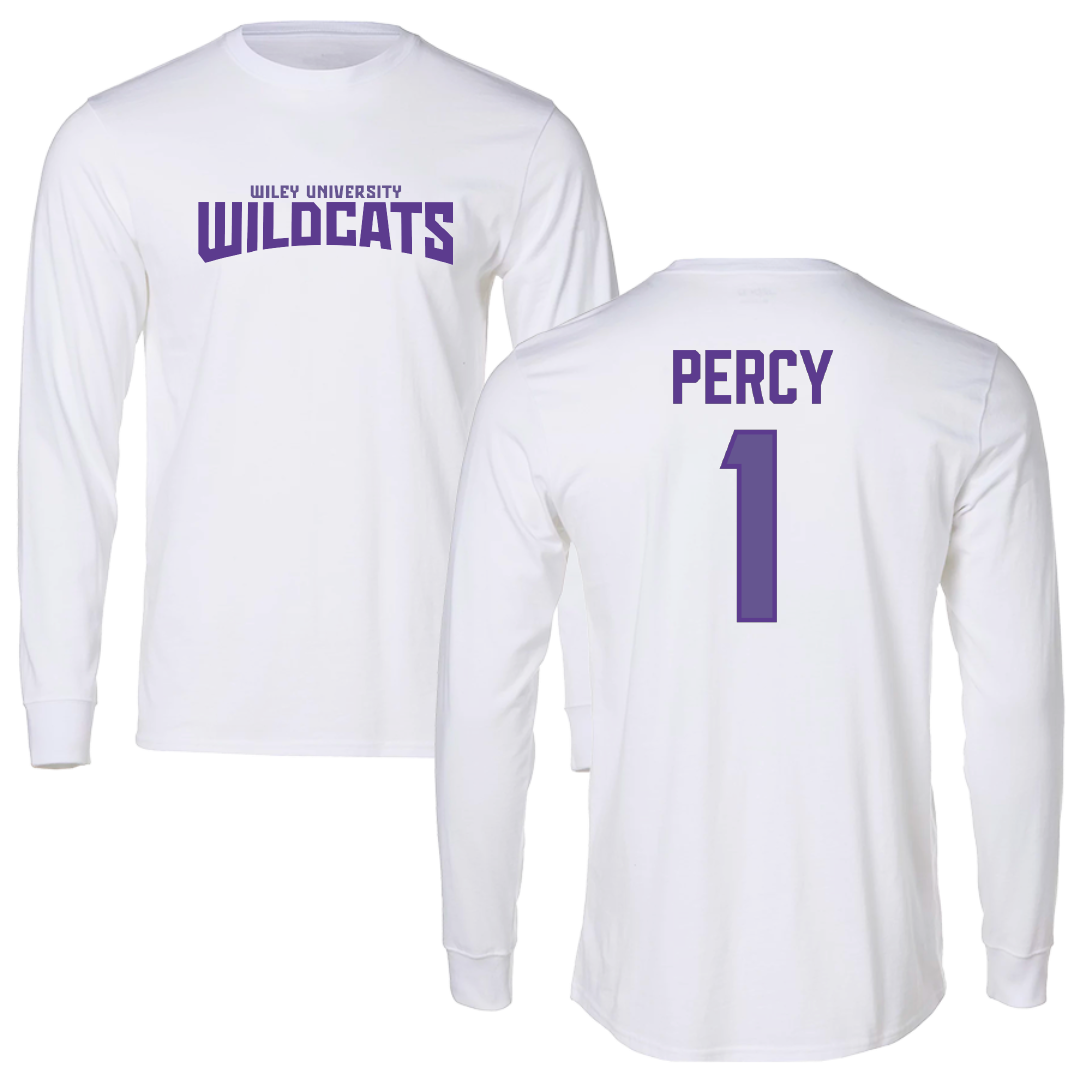 Wiley University Marching Band White Classic Long Sleeve - #1 Deterrius Percy