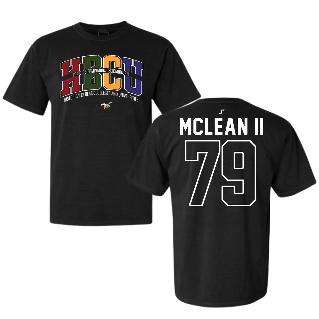 Alabama State University Football Black HBCU Comfort Colors Tee - #79 Phillip McLean II