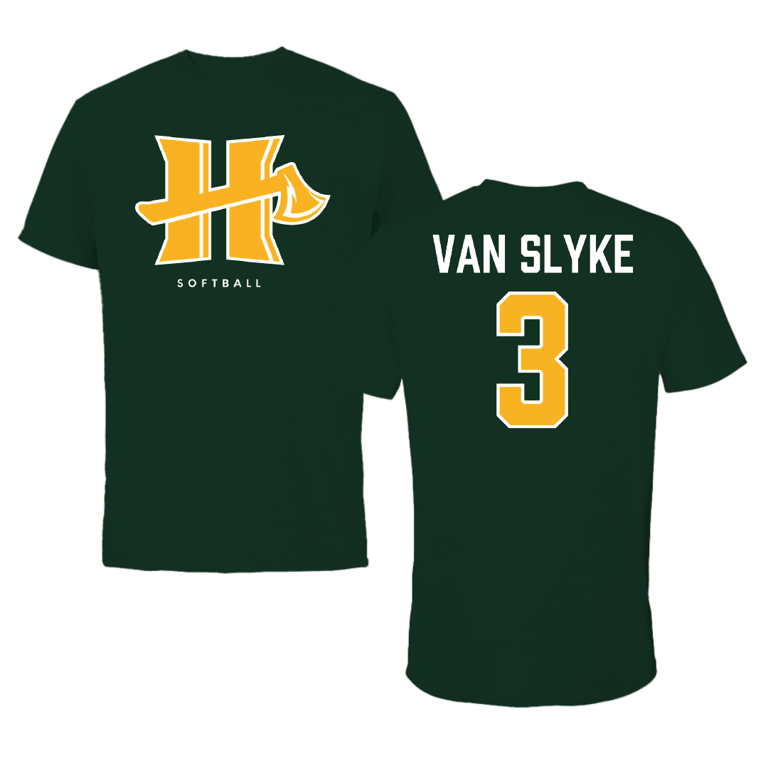 Cal Poly Humboldt Softball Forest Green Tee - #3 Shelbie Van slyke