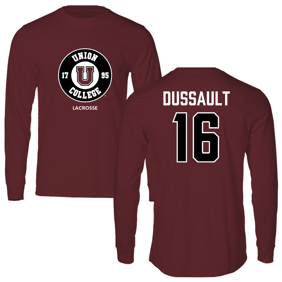 Union College Lacrosse (M) Maroon Long Sleeve - #16 Matt Dussault