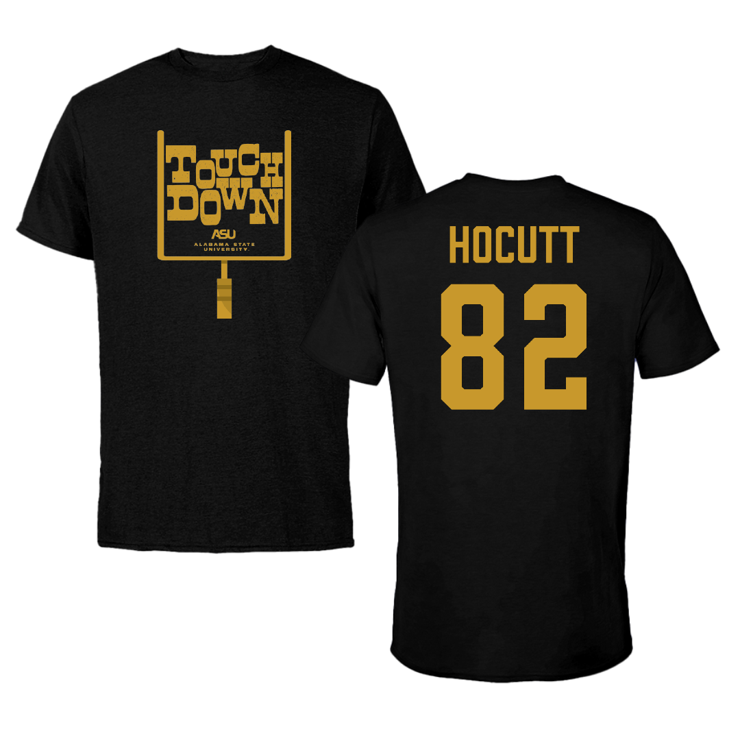 Alabama State University Football Black Touchdown Tee - #82 Will Hocutt
