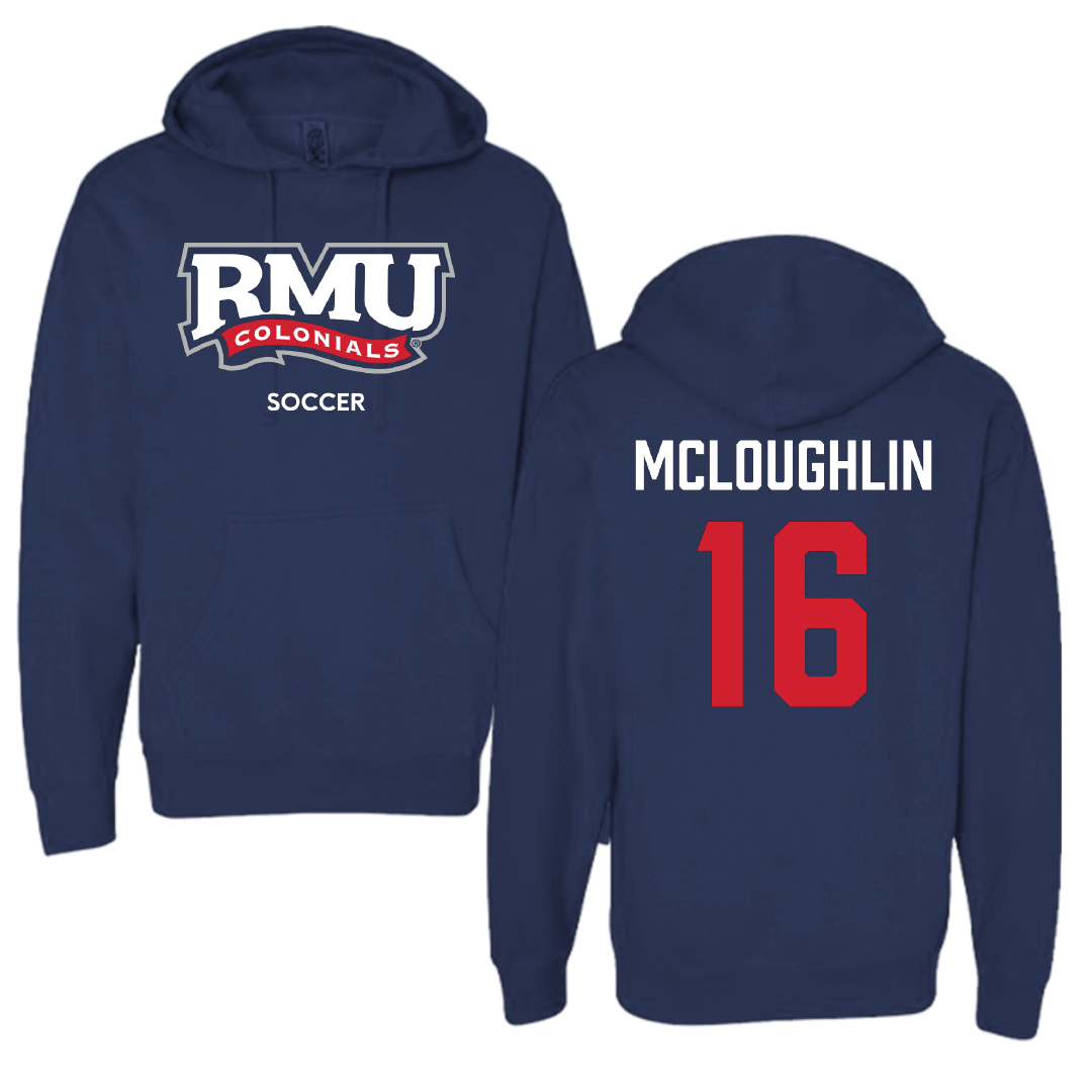 Robert Morris University Soccer (M) Navy Hoodie - #16 Kai McLoughlin