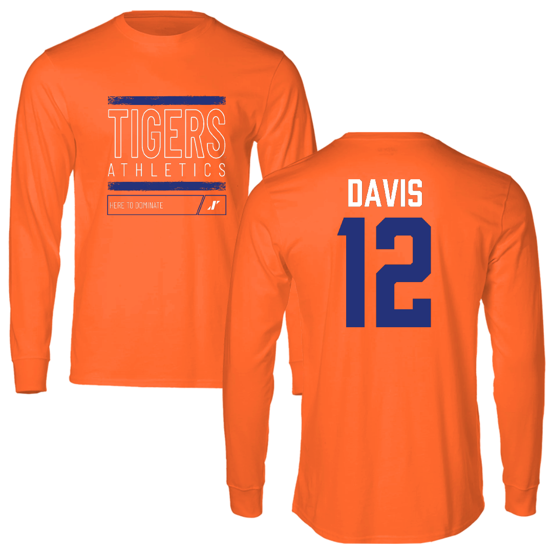 Savannah State University Basketball Orange Dominate Performance Long Sleeve - #12 Zion Davis