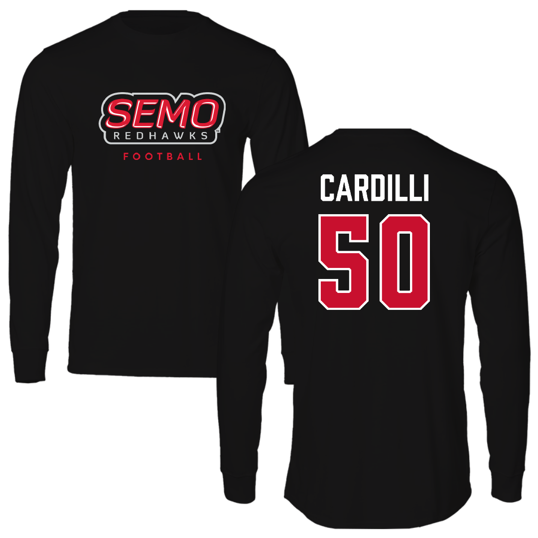 Southeast Missouri State University Football Black Performance Long Sleeve - #50 Mike Cardilli