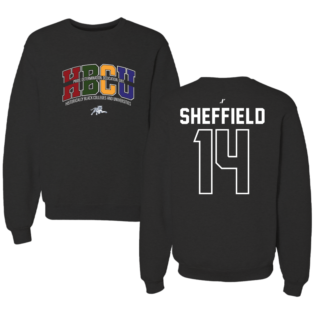 Jackson State University Soccer Black HBCU Crewneck - #14 Elon Sheffield