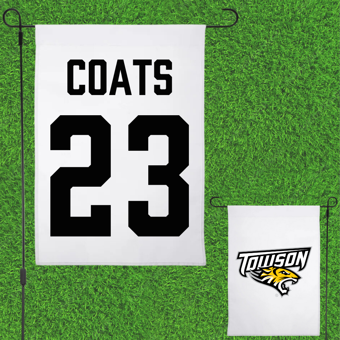 Towson University Softball White Garden Flag - #23 Kallissa Coats