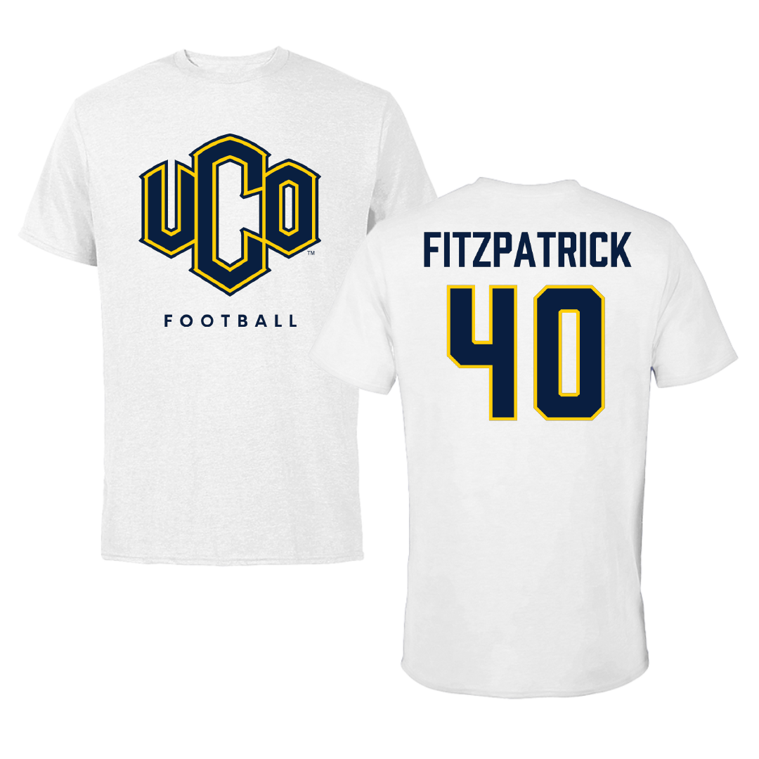 University of Central Oklahoma Football White Performance Tee - #40 Christopher Fitzpatrick