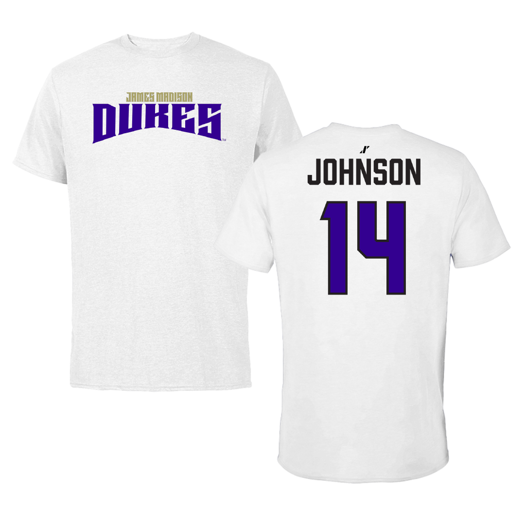 James Madison University Softball White Classic Tee - #14 Taylor Johnson