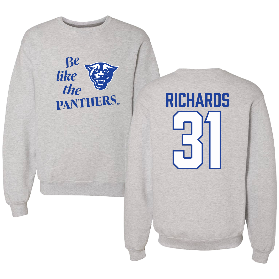Georgia State University Baseball Light Gray Be Like Us Crewneck - #31 William Richards