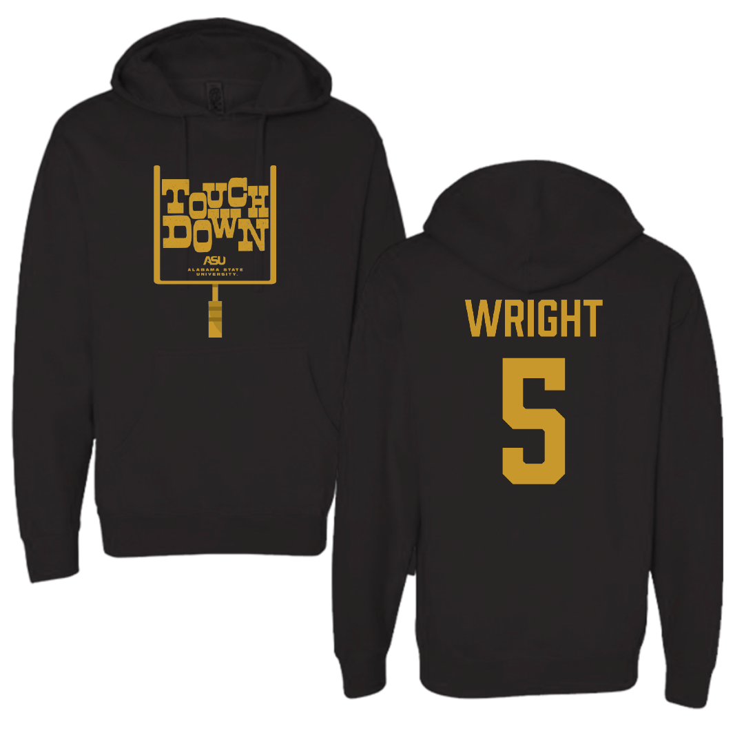 Alabama State University Football Black Touchdown Hoodie - #5 Taco Wright