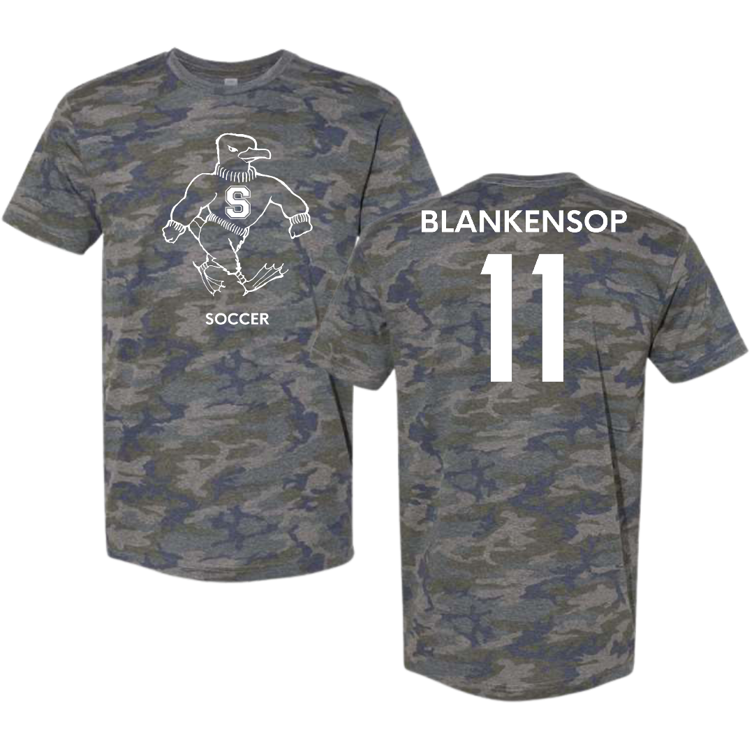 Salisbury University Soccer (M) Vintage Camo Tee - #11 Noah Blankensop