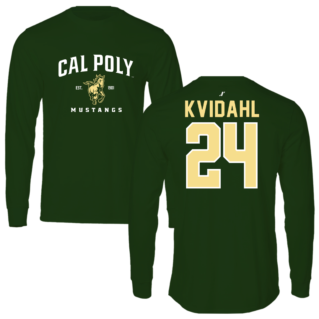 Cal Poly Baseball Forest Green General Long Sleeve - #24 Erik Kvidahl