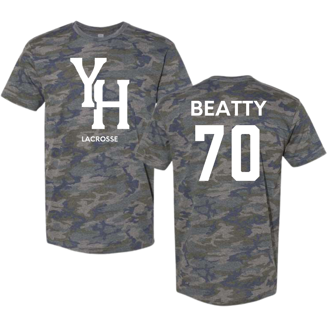 Young Harris College Lacrosse (M) Vintage Camo Tee - #70 Carson Beatty
