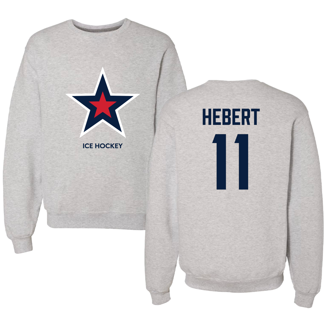 Robert Morris University Ice Hockey (M) Light Gray Crewneck - #11 Cameron Hebert
