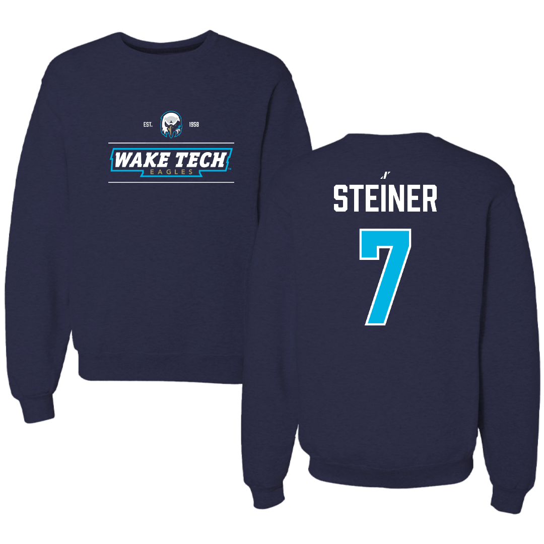 Wake Tech Community College Baseball Navy General Crewneck - #7 Jentz Steiner