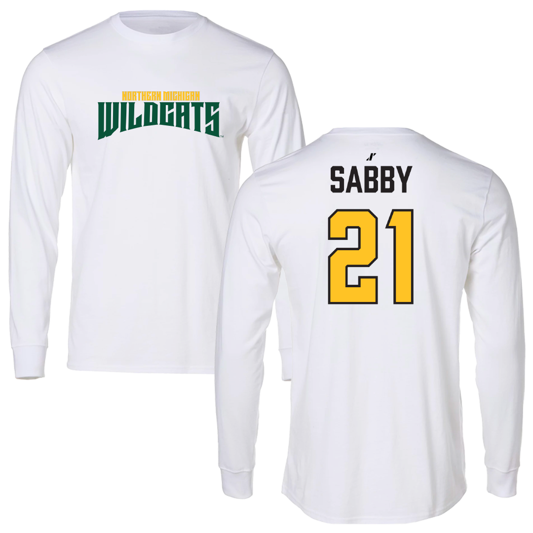 Northern Michigan University Lacrosse (W) White Classic Performance Long Sleeve - #21 Chrissy Sabby
