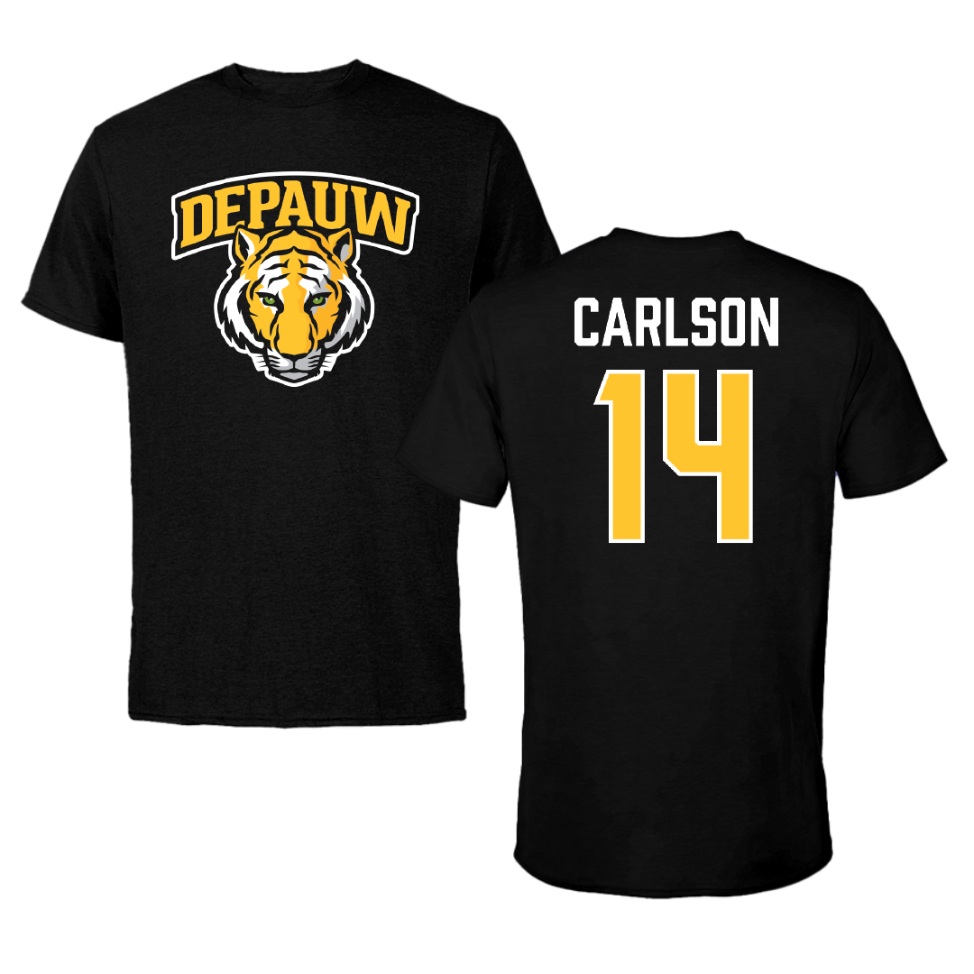 DePauw University Lacrosse (M) Black Tee - #14 Brody Carlson