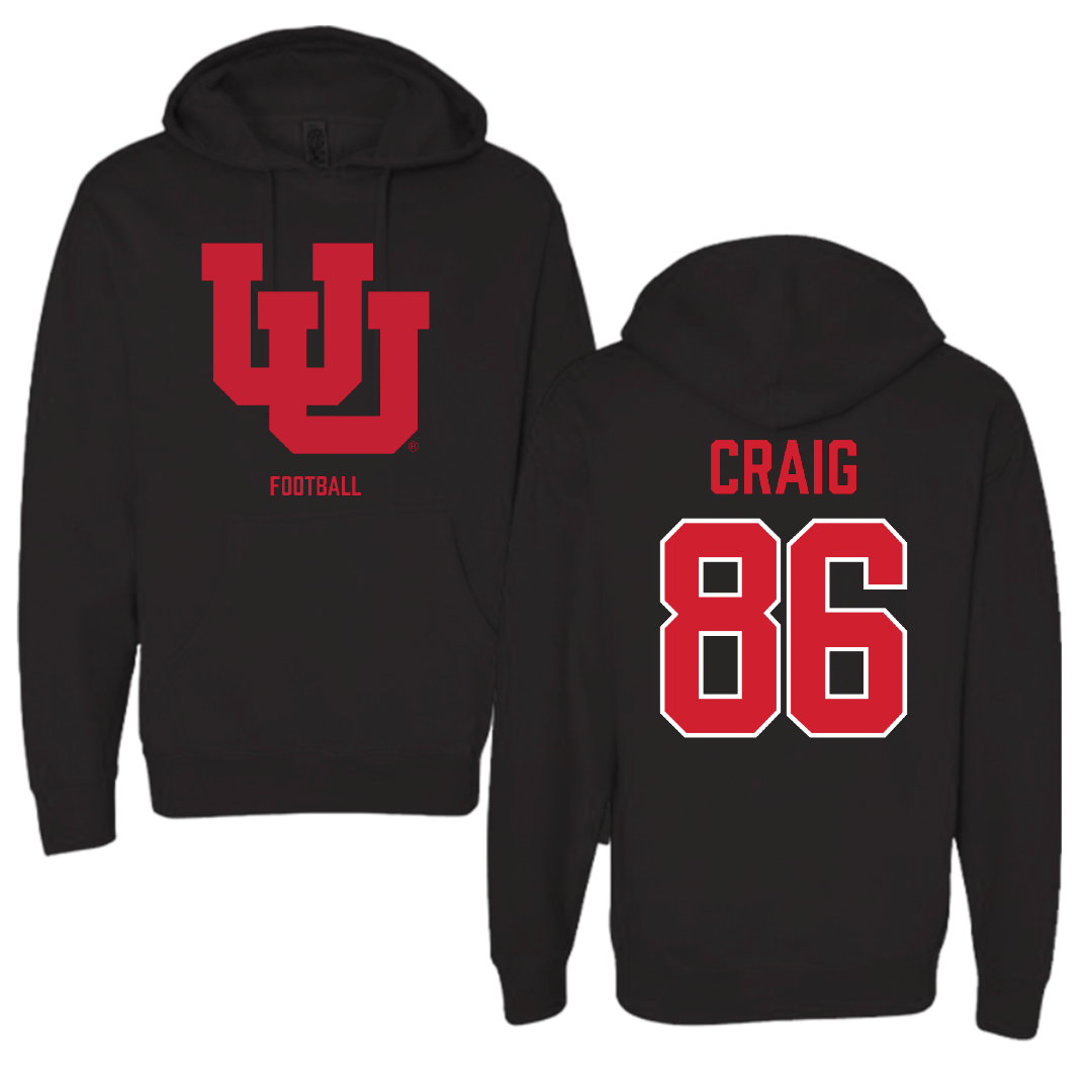 University of Utah Football Black Block Hoodie - #86 Brigden Craig