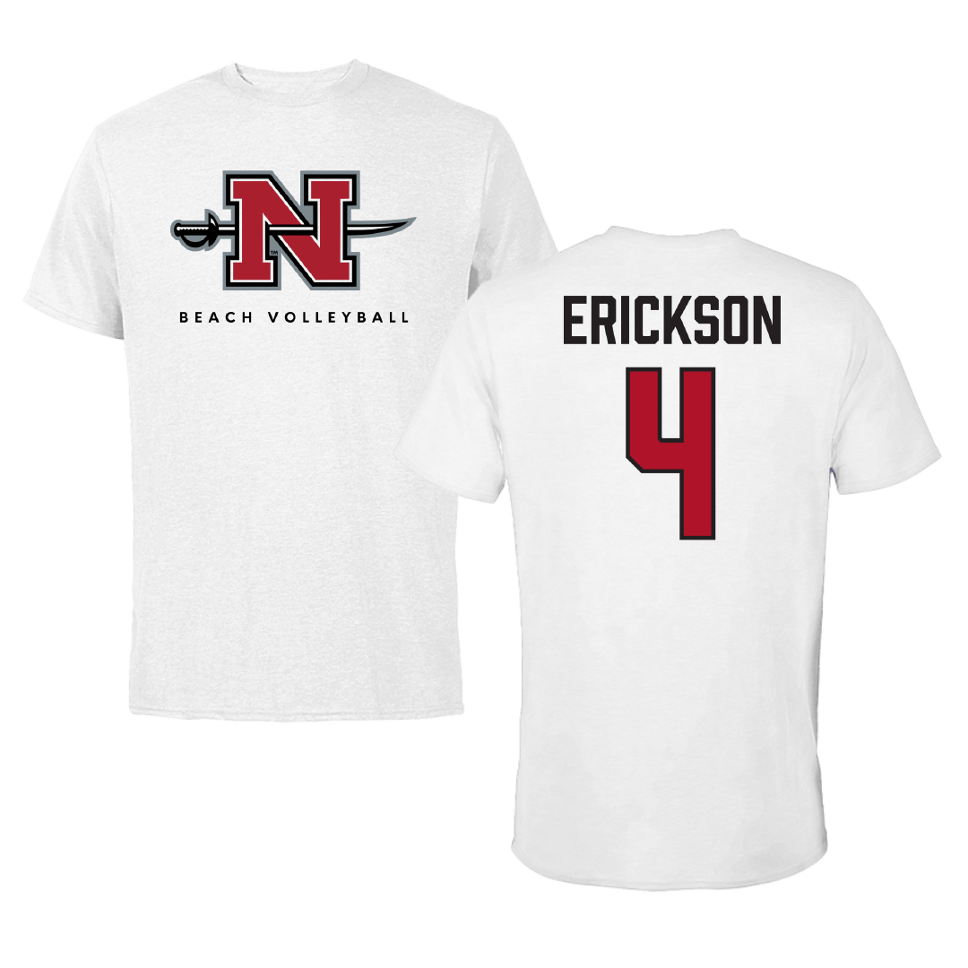 Nicholls State University Beach Volleyball White Tee - #4 Raegan Erickson