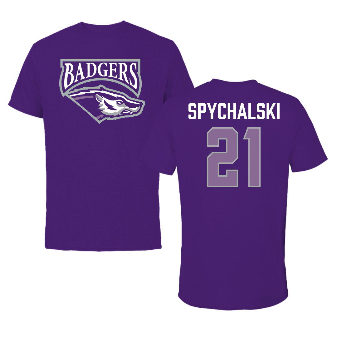 Spring Hill College Basketball Purple Performance Tee - #21 Madi Spychalski