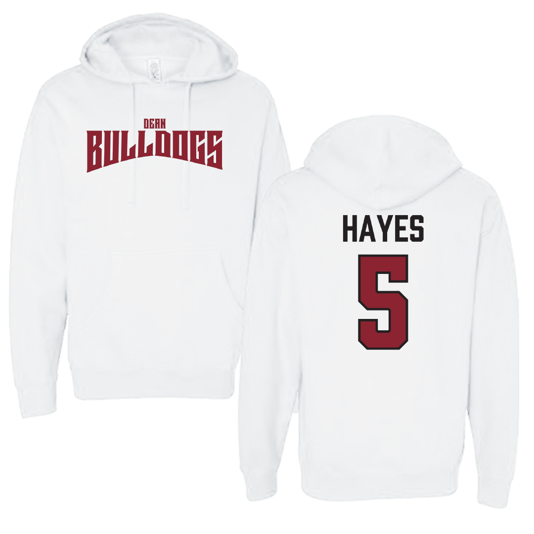 Dean College Softball White Classic Hoodie - #5 Natalie Hayes