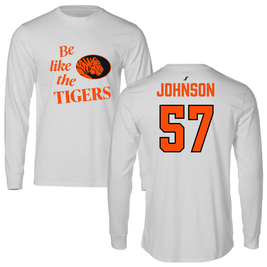 East Central University Football Light Gray Be Like Us Performance Long Sleeve - #57 Jashaud Johnson