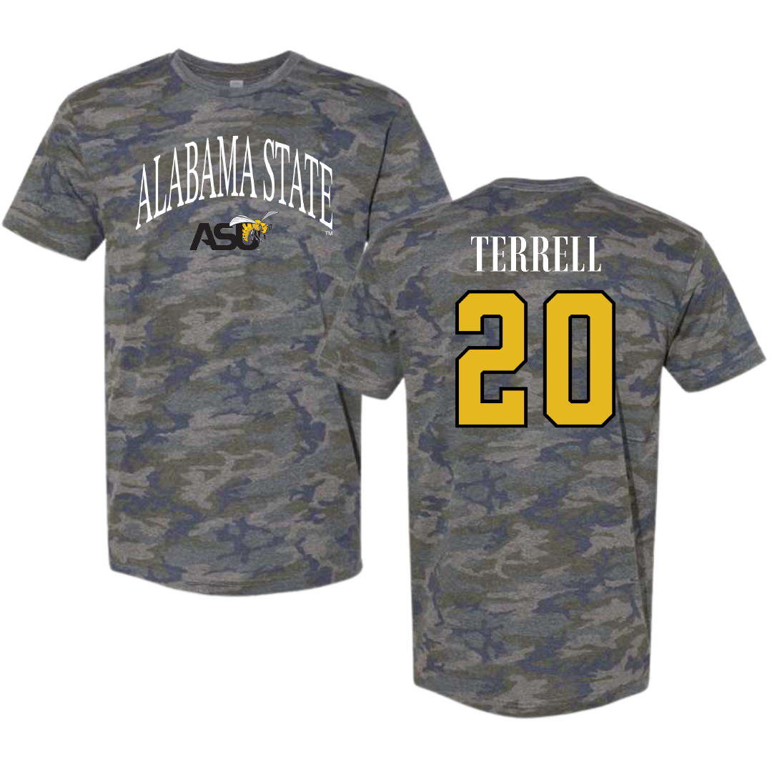 Alabama State University Softball Vintage Camo Tee - #20 Jaibriel Terrell