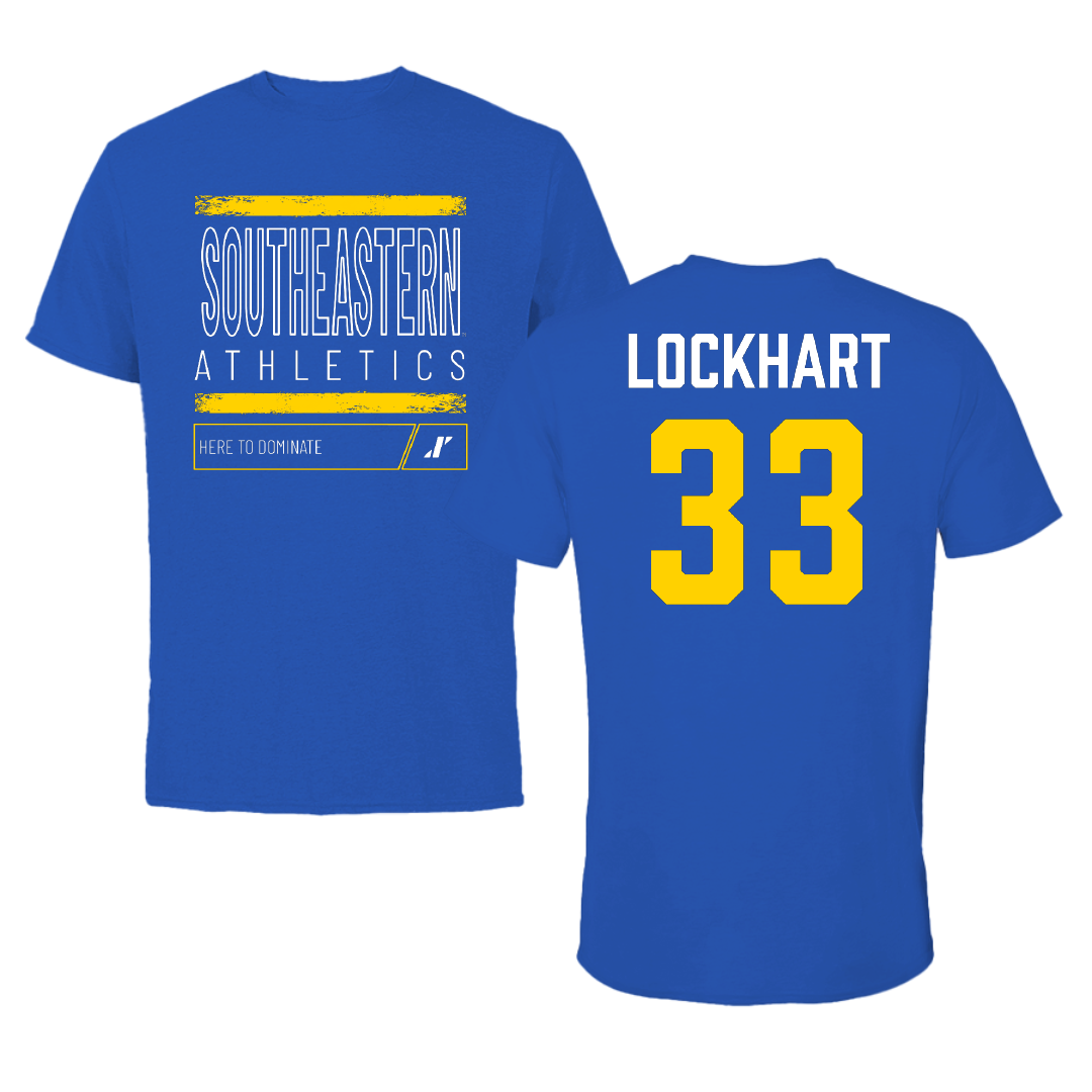 Southeastern Oklahoma State University Football Blue Dominate Performance Tee - #33 Kameron Lockhart
