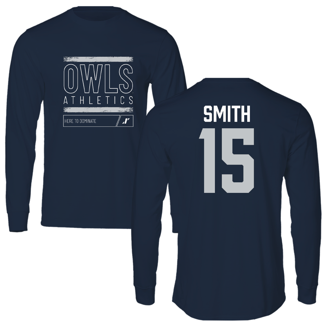 Rice University Baseball Navy Dominate Long Sleeve - #15 Luke Smith