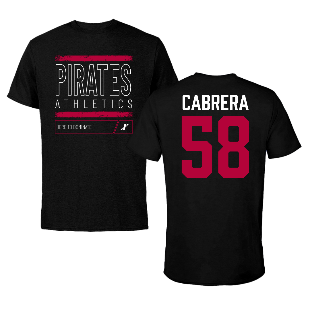 Whitworth University Football Black Dominate Tee - #58 Caleb Cabrera