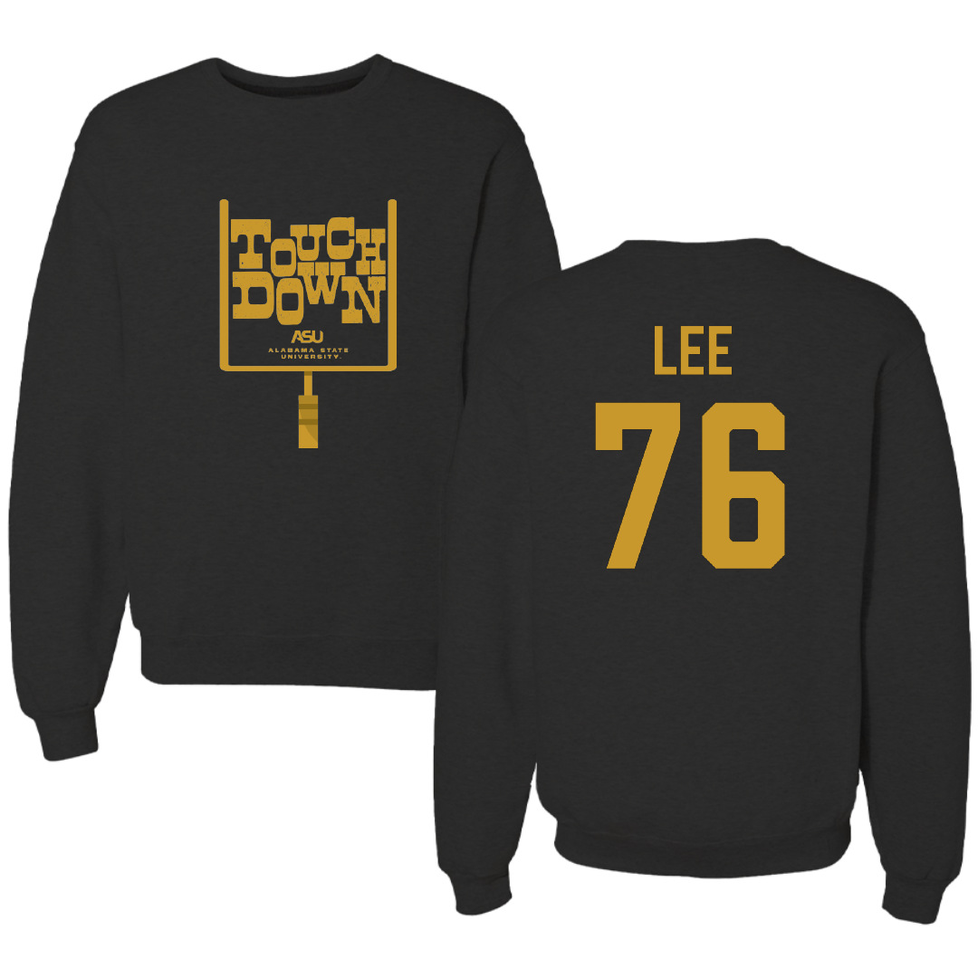 Alabama State University Football Black Touchdown Crewneck - #76 Marvin Lee