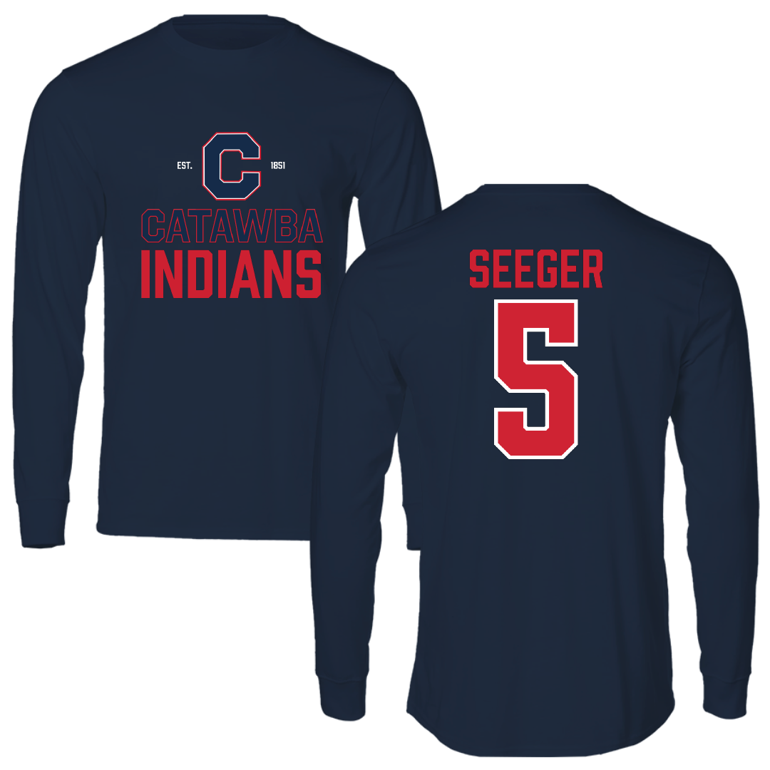 Catawba College Volleyball Navy General Performance Long Sleeve - #5 Nate Seeger