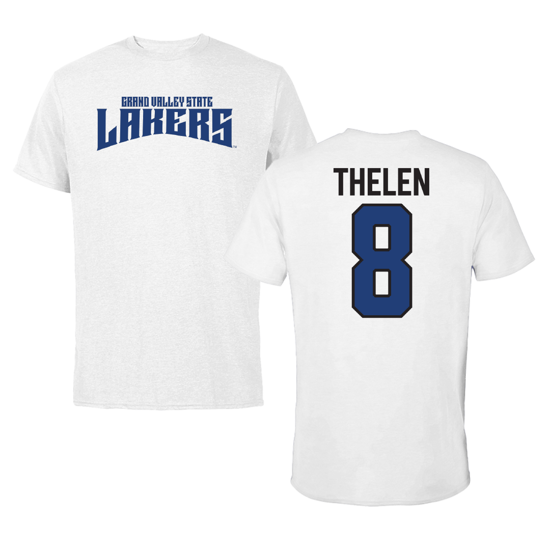 Grand Valley State University Baseball White Classic Tee - #8 Caden Thelen