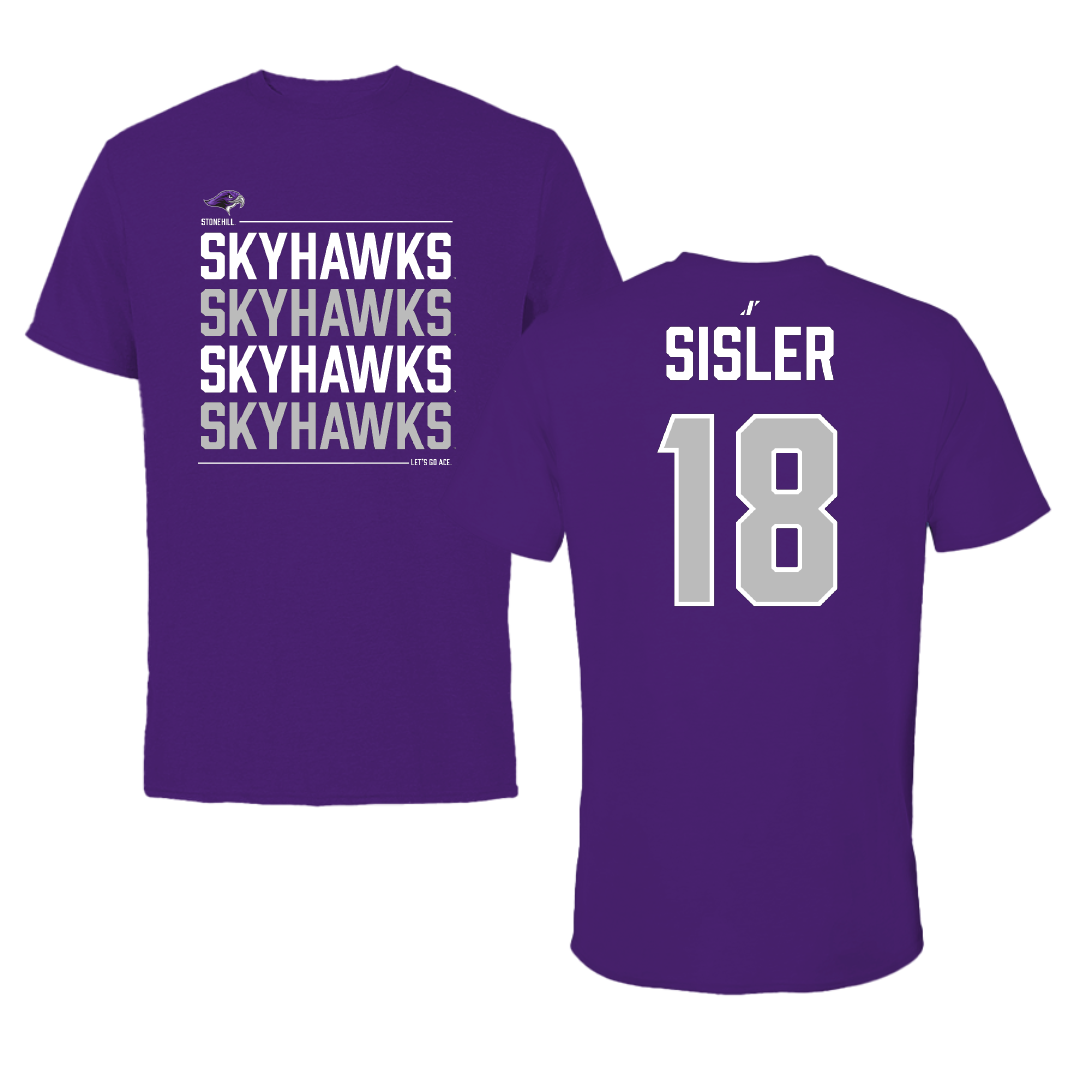 Stonehill College Football Purple General Performance Tee - #18 Deven Sisler