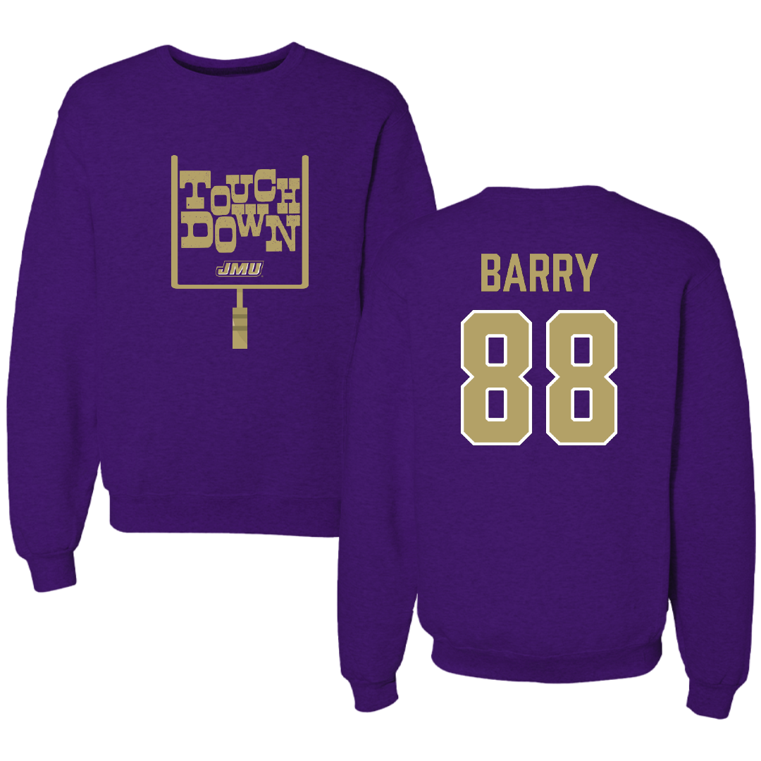 James Madison University Football Purple Touchdown Crewneck - #88 Ibrahim Barry