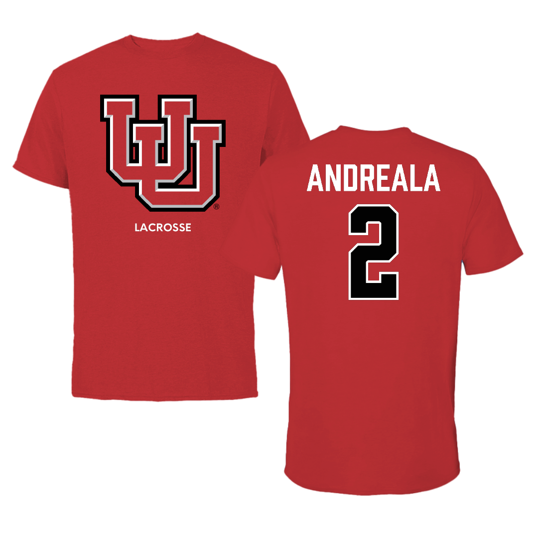 University of Utah Lacrosse (M) Red Tee - #2 Jared Andreala