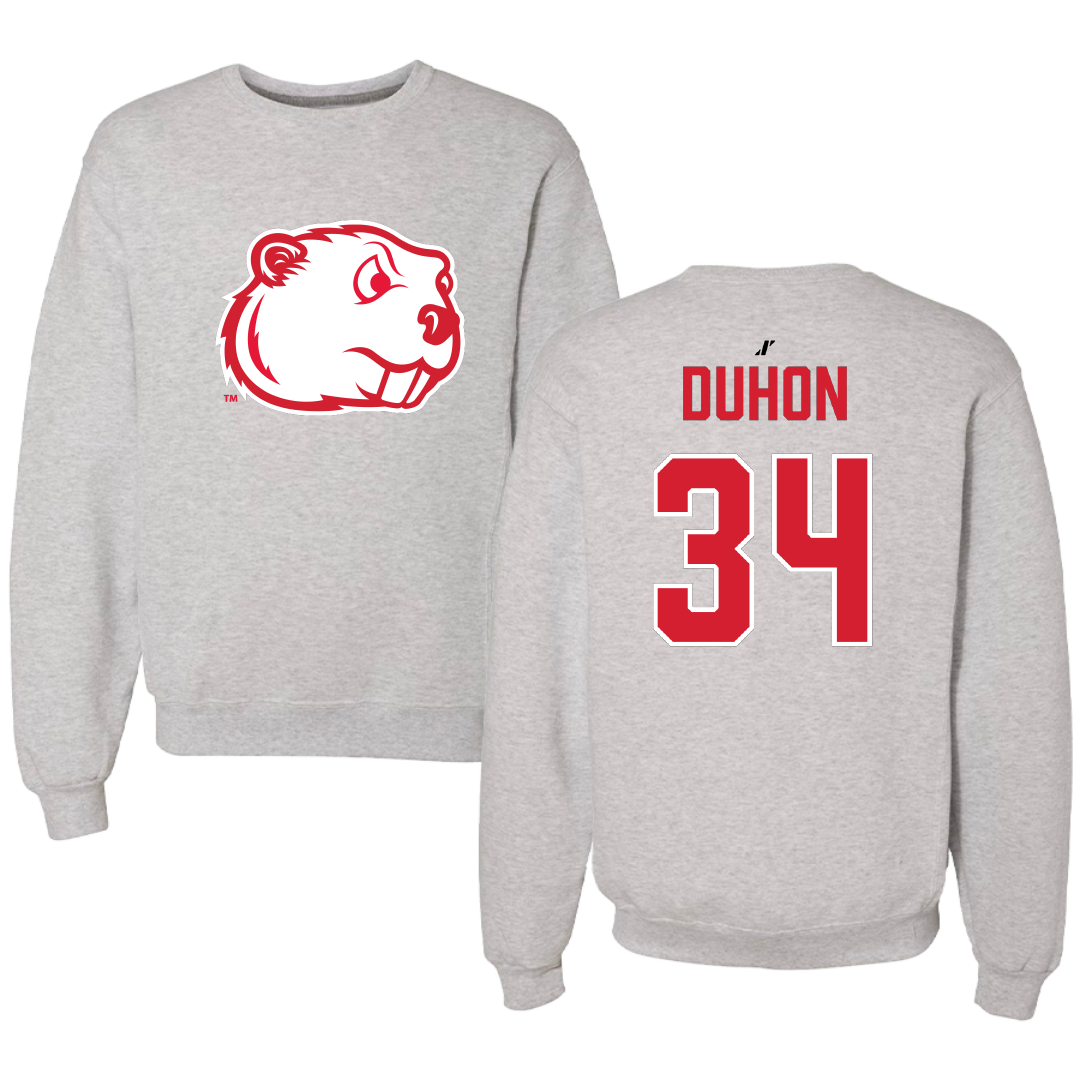 Minot State University Football Light Gray Crewneck - #34 Dylan Duhon