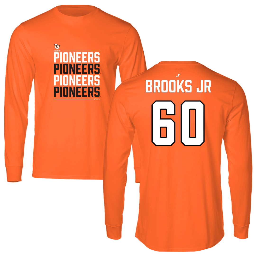 Tusculum University Football Orange General Performance Long Sleeve - #60 Michael Brooks Jr